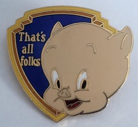 Vintage Enamel Porky Pig - That's All Folks Pin