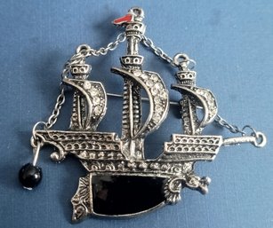 Vintage Pirate Ship Or Spanish Galleon Brooch