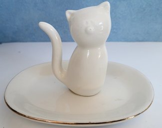 Cute Cat Trinket Dish With Ring Holder Tail