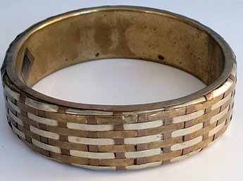 Pretty Vintage Brass & Copper Woven Bangle Bracelet