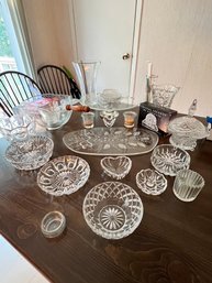 Crystal Serving Pieces With Cake Plate And Matching Plate