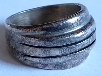 Vintage Mexican Modernist Sterling Silver Domed Stacked Band Ring