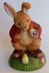 Simply Adorable Vintage Ceramic Easter Bunny & Chicks Figurine