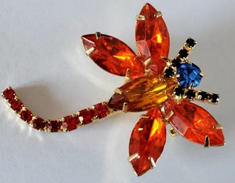 Sparkling Dragonfly Crystals & Rhinestones Vintage Brooch