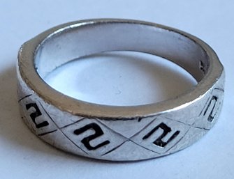 Vintage Sterling Silver Tribal Symbol Band Ring