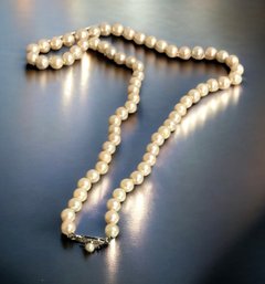MIKIMOTO 10K White Gold Graduated Pearl Necklace