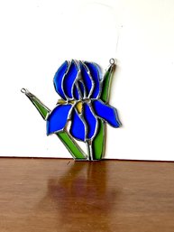 Vintage Stained Glass Iris Flower