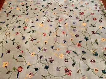 Hand Knotted Wool Carpet With Overall Floral Design 7' 6' X 9' 6'