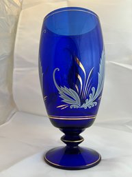 Hand Painted Cobalt Vase