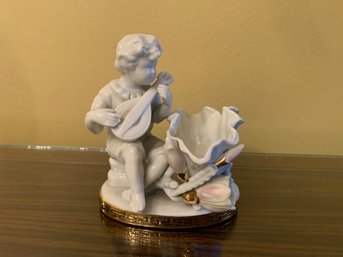 German Porcelain Figure With Ukulele   & Shell