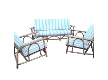 Mid-century Bamboo/ Rattan Patio Set With Cushions
