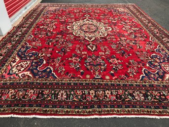 Hamadan , Hand Knotted Persian Rug, 13 Feet 5 Inch By 10 Feet 5 Inch