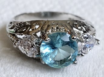 Fancy Sterling Silver Blue Topaz Cocktail Style Ring