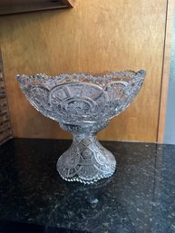 Large Two Part Heavy Pressed Glass Punch Bowl