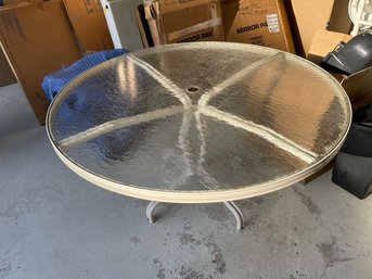 Outdoor  Metal Table With Built In Umbrella Hole By Brown Jordan