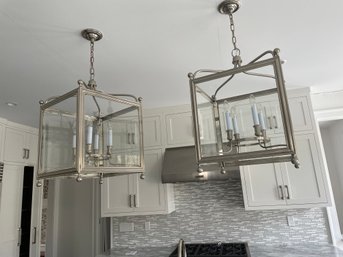 Greggory Medium 4-light Lantern Pendants In Polished Nickel- A Pair ( Retail $1,539 Each )