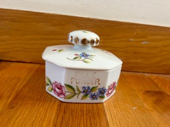 Lady Barrington Porcelain Face Powder Chest Container With Blue And Pink Florals