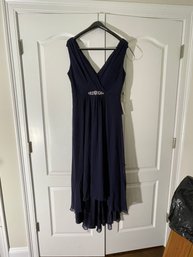 Eliza J Size 10 Jeweled Evening Gown In Navy Blue