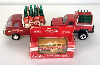 43. Coca Cola Toy Delivery Trucks & School Bus