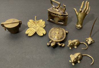 Antique Brass Mouse Figurines, Keepsake Turtle, Plus