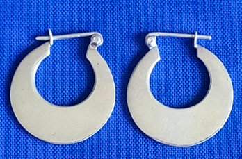 Classic Sterling Silver Flat Open Disc Hoop Earrings