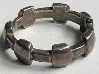 Vintage Sterling Silver Keystone Design Band Ring