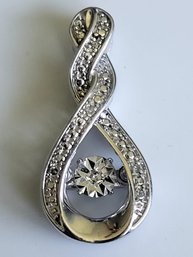 Sterling Silver And Diamond Center Twisted Pretty Pendant