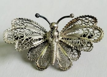 Fabulous Filigree Vintage Butterfly 800 Silver Brooch