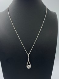 Gorgeous Teardrop Spinning Center Stone Sterling Silver Necklace