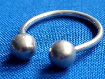 Vintage Sleek Minimalist Wrap Around Sterling Silver Bead Ring