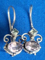 Sweet Sterling Silver Amethyst & Blue Topaz Earrings