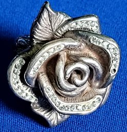 Vintage Large Puffy Rose Statement Sterling Silver Ring