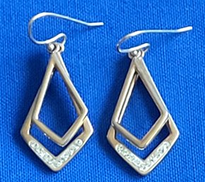 18K Gold Over Sterling Silver Vintage Geometric Double Shaped Dangle Earrings