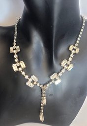 Amazing Vintage Rhinestone Baguette Lavalier Necklace
