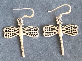 Amazing Dangling Dragonfly Sterling Silver Earrings