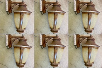 Six Single Light Mossoro Walnut Outdoor Wall Lantern Sconces