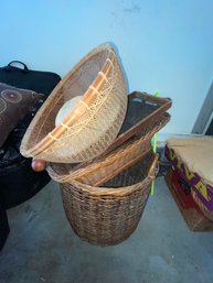 Assorted Baskets And Rattan Trays