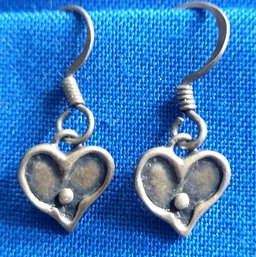 Charming Sterling Silver Dangling Heart Earrings