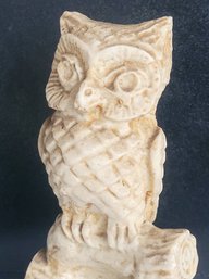 Vintage Carved Beautiful Stone Made In Mexico Owl Bird On Tree Branch Figurine