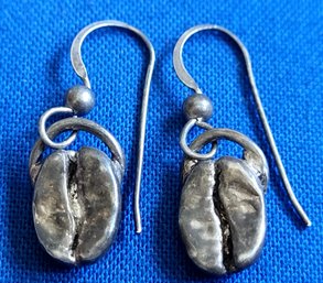 Love Coffee? - Coffee Lovers Sterling Silver Coffee Bean  Dangling Earrings