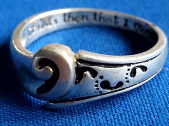 Vintage Sterling Silver Footprints Ring - It Was Then That I Carried You