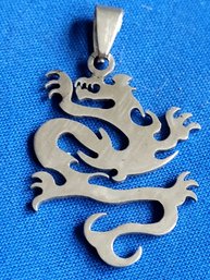 Fantastic Mythical Dragon Silver Tone Pendant