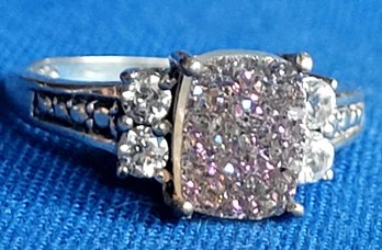 Lovely Sterling Silver Pink Purple Druzy Quartz Ring