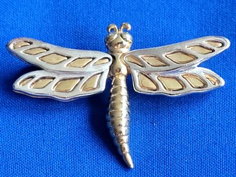 Pertty Vintage Gold & Silver Tone Dragonfly Brooch