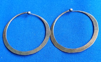 Pretty Artisan Hammered Sterling Silver Hoop Earrings