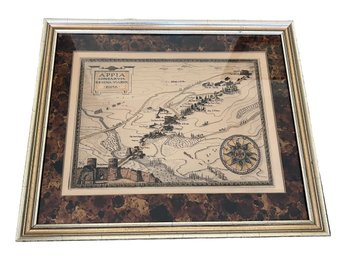 Framed Reproduction Map Of The Appian Way