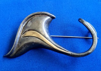 Vintage Large Sterling Silver Calla Lily Brooch