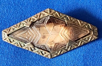 Antique Carved Glass Star Art Deco Brooch