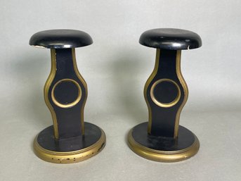 Handpainted Wooden Candle Holders, Made In Yugoslavia