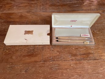 VINTAGE CROSS 10K GOLD FILLED WOMEN'S LADIES BALLPOINT PEN & PENCIL SET